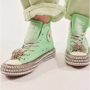 Free People Nan-Ku Couture Cruise Studded High Top Sneaker 40/ 9.5 Spring Mint